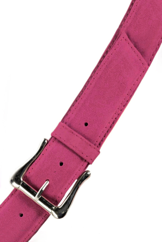 Fuschia pink women's dress belt, matching pumps and bags. Made to measure. Top view - Florence KOOIJMAN